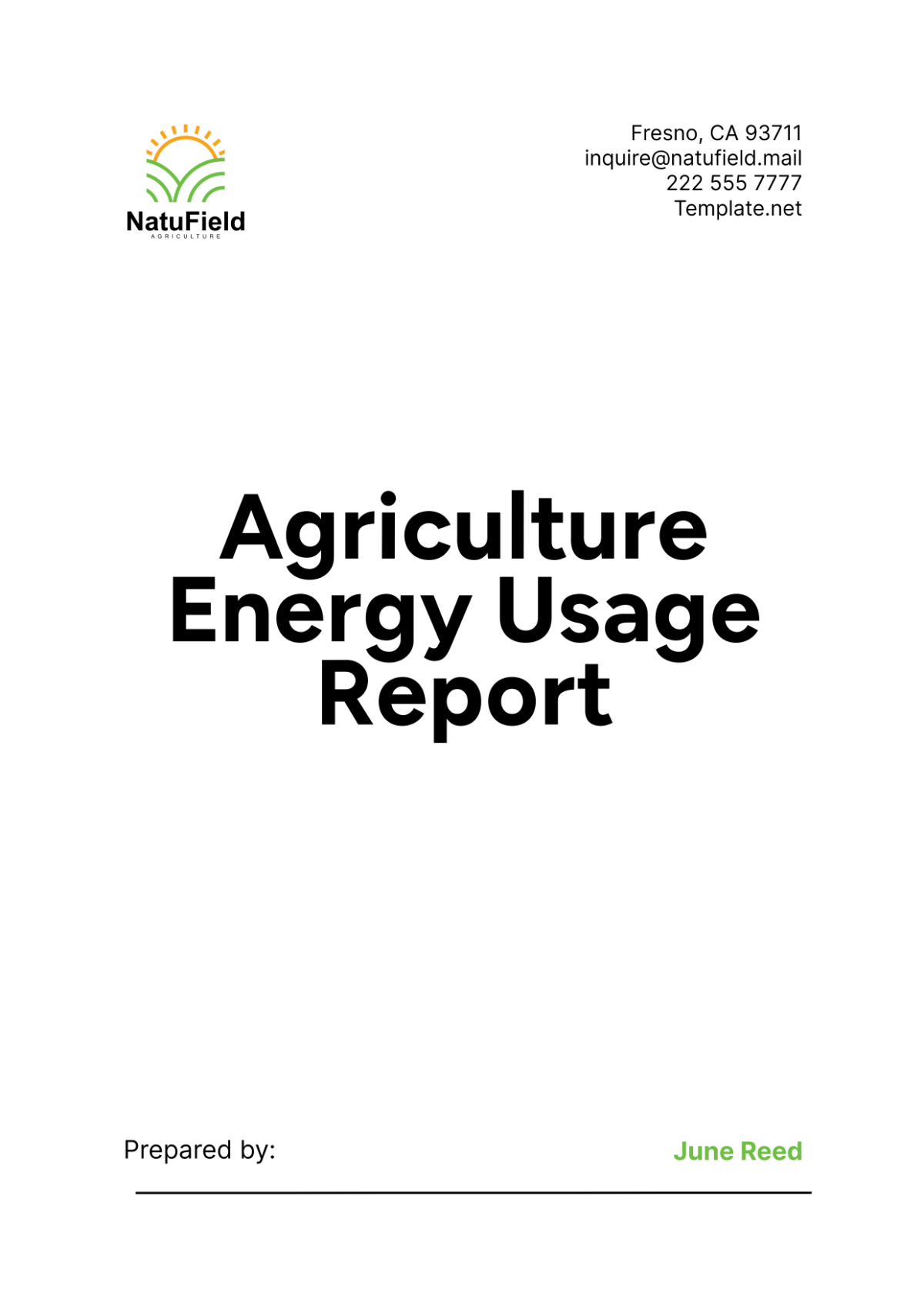 Agriculture Energy Usage Report Template - Edit Online & Download