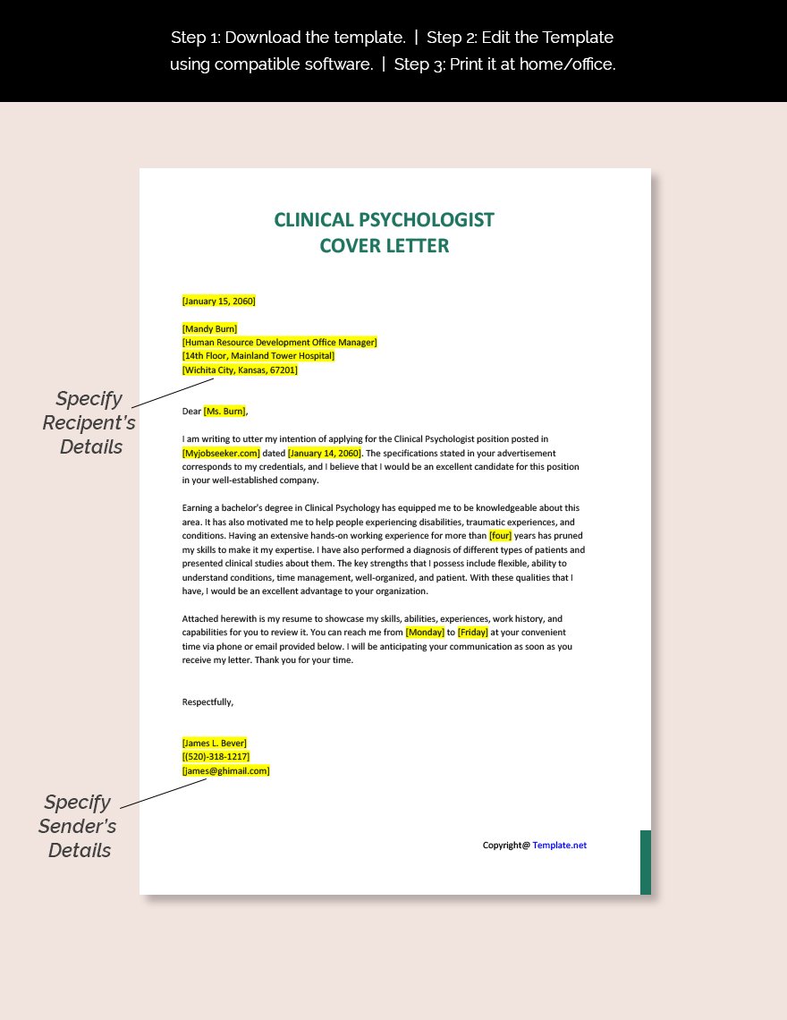 cover letter job application psychologist