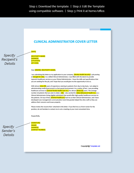 clinical administrator cover letter