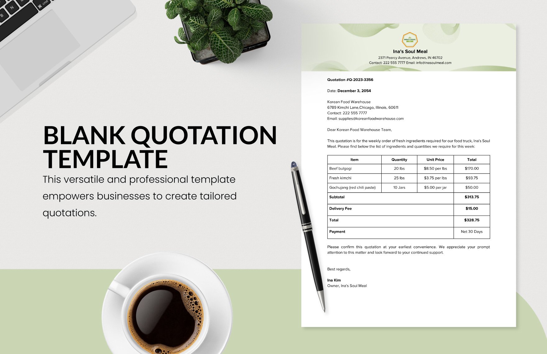 Free Blank Quotation Template