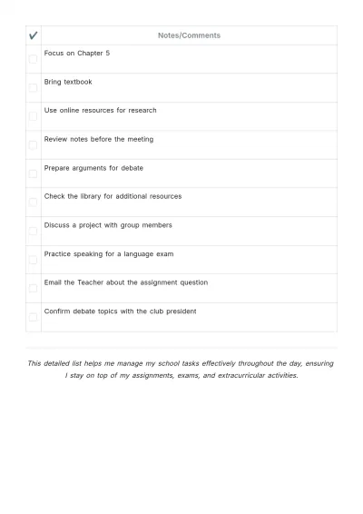 Free Daily To Do List Template for Students to Edit Online