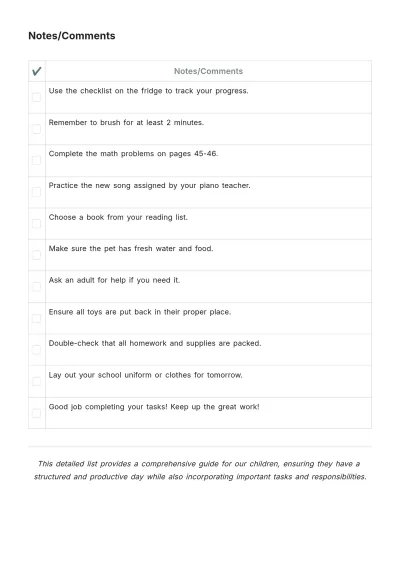 Free Daily To Do List Template for Kids to Edit Online