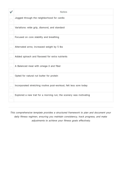 Free Daily To Do List Template for Fitness to Edit Online
