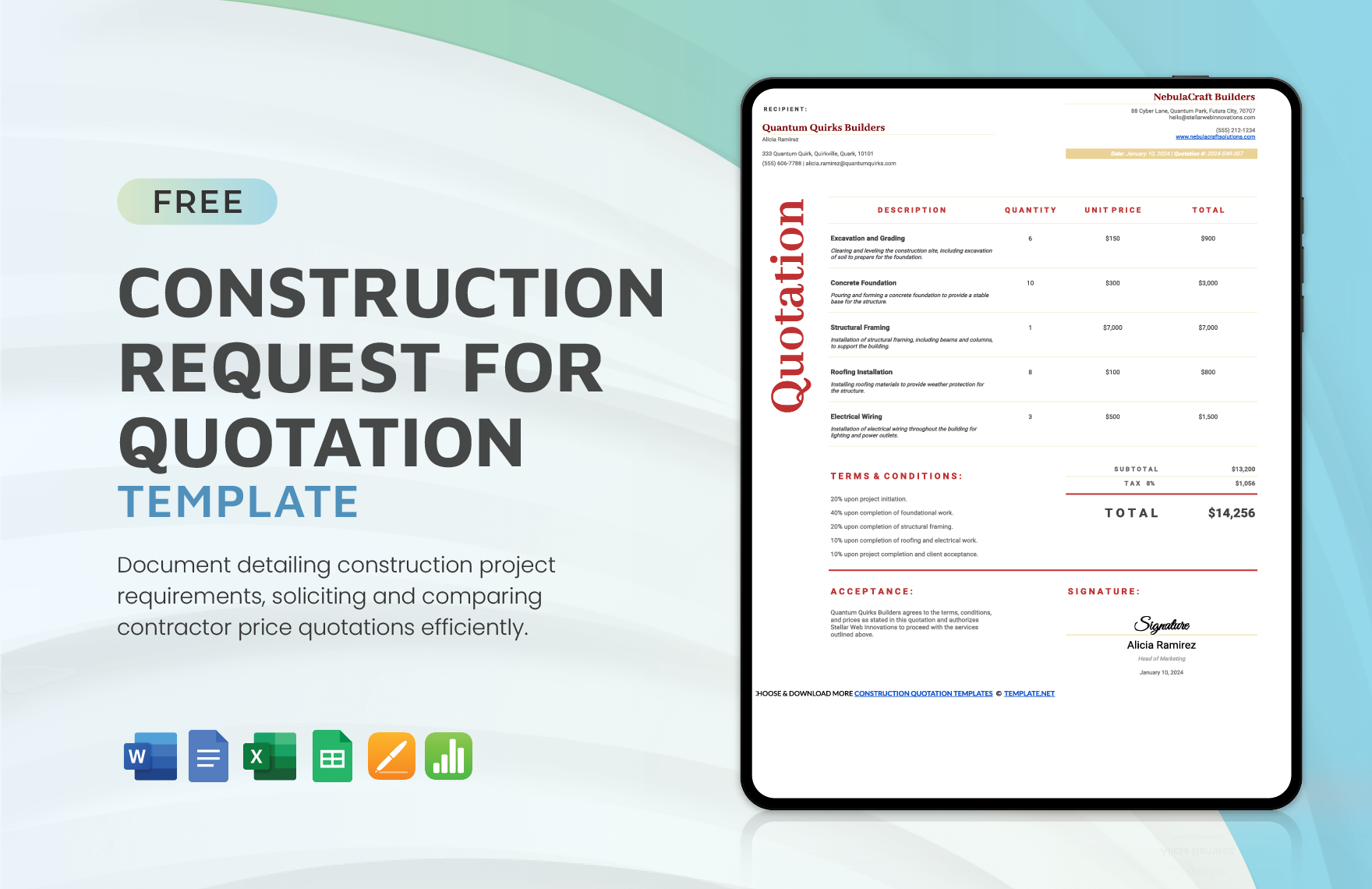 Construction Request for Quotation Template