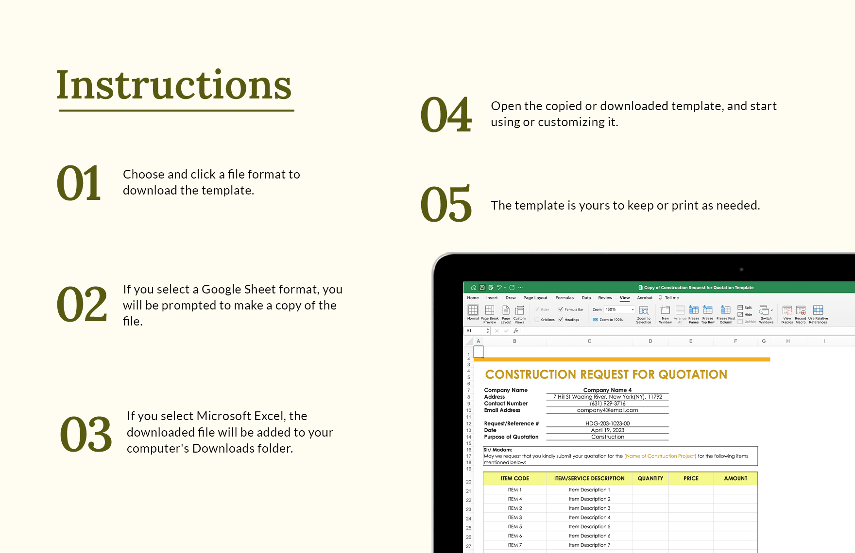 Free Construction Request for Quotation Template - Download in Word ...