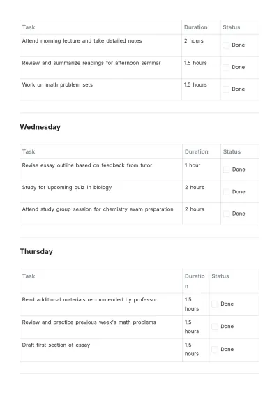 Free Study Weekly To Do List Template to Edit Online