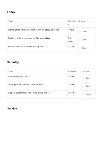 Free Study Weekly To Do List Template to Edit Online