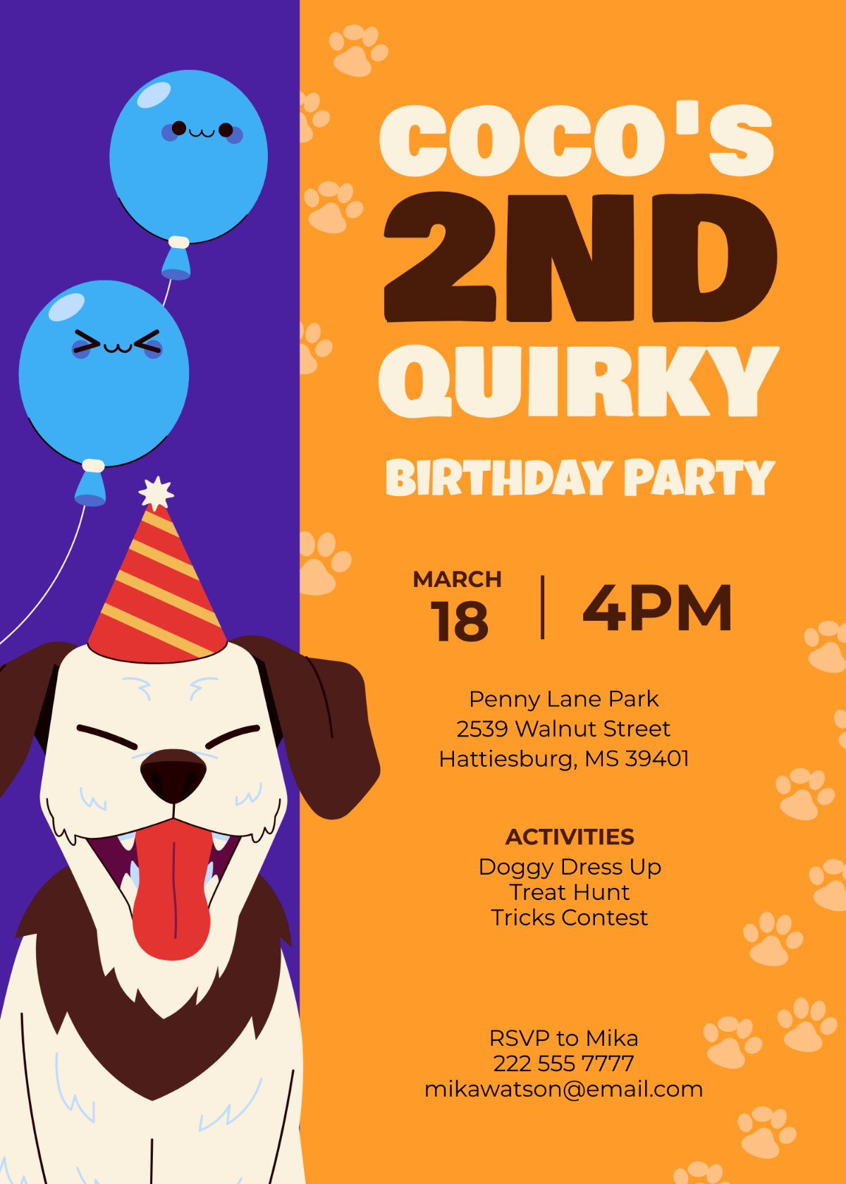 Quirky Dog Birthday Invitation
