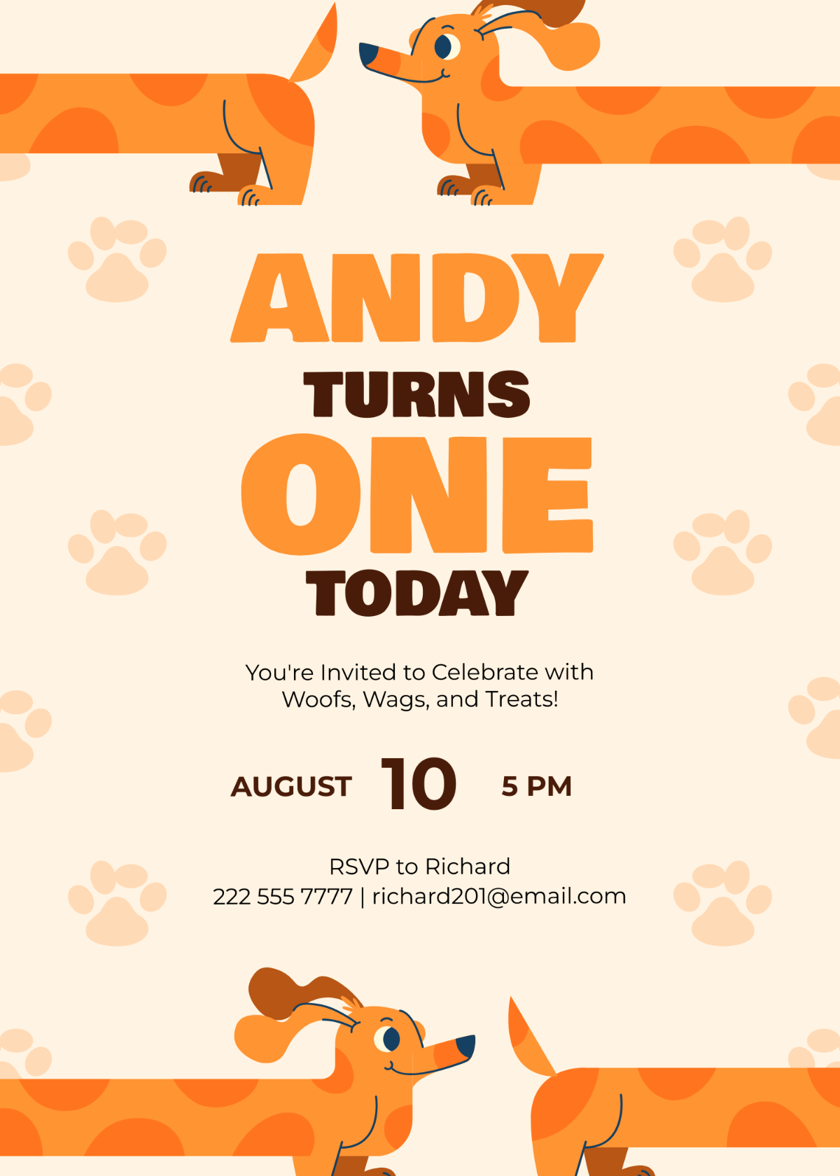 Dog Pawty Birthday Invitation