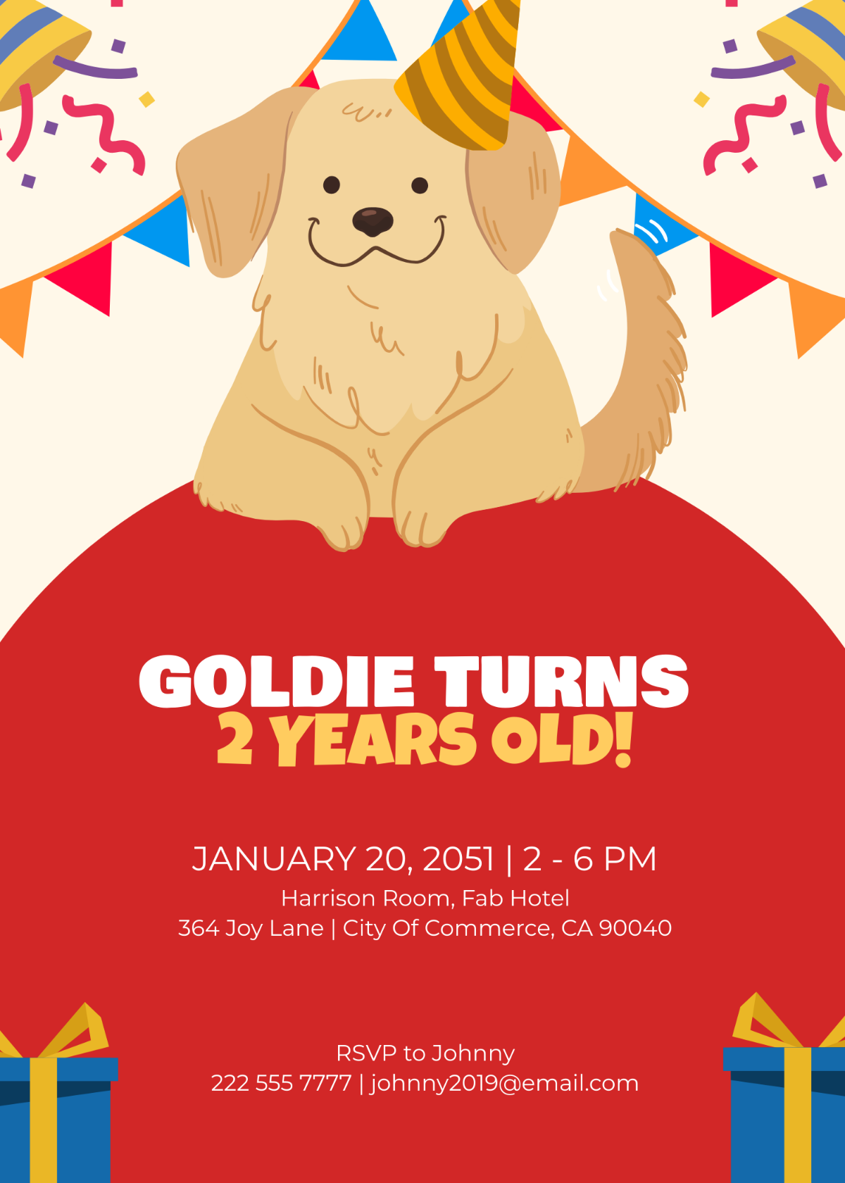 Retriever Dog Birthday Invitation