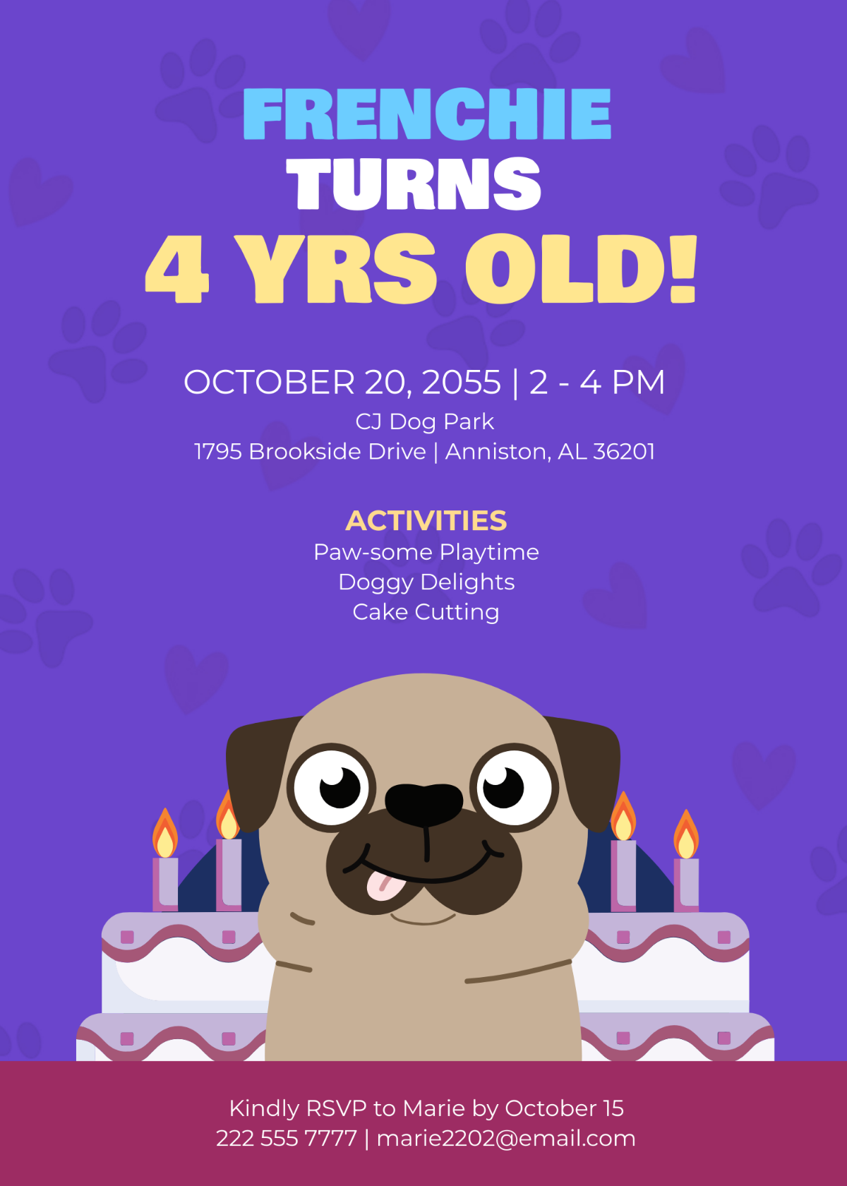 French Bulldog Birthday Invitation