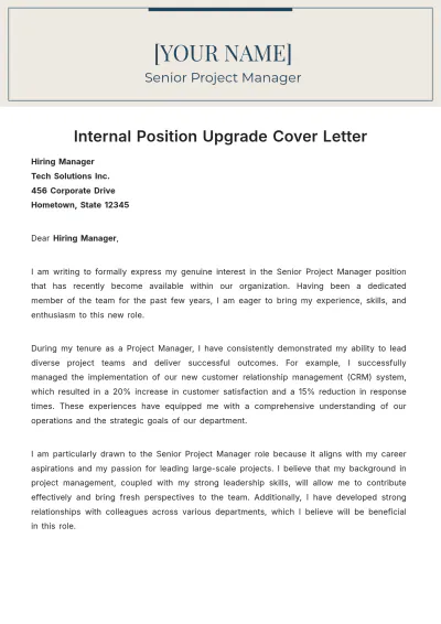 Free Internal Position Upgrade Cover Letter to Edit Online