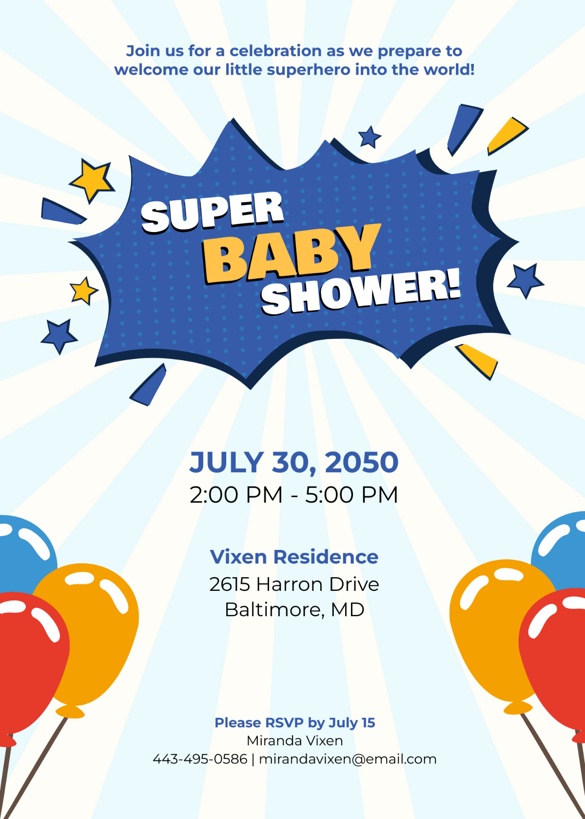 Superhero Baby Shower Invitation