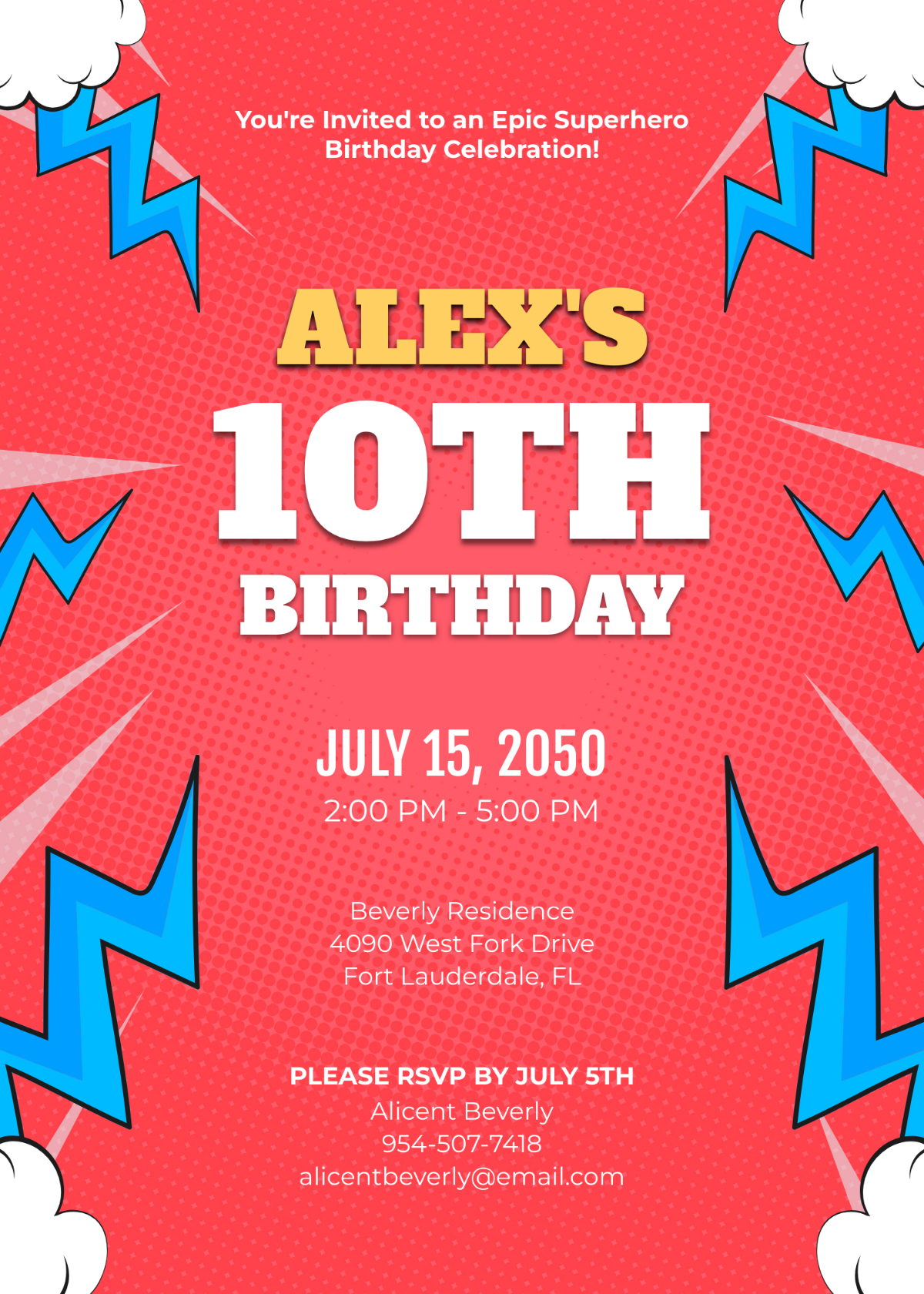 Superhero Comic Birthday Invitation