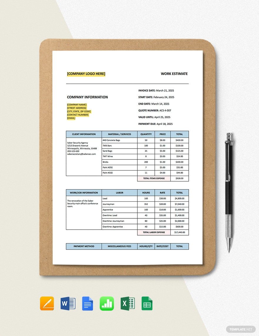Submit of Cashflow Estimate Template