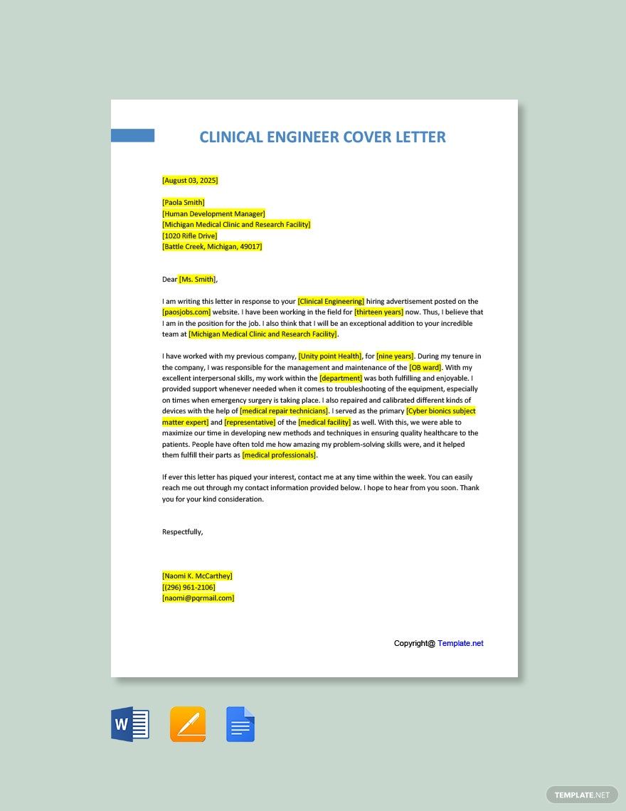 Free Clinical Study Coordinator Cover Letter Template - Google Docs ...