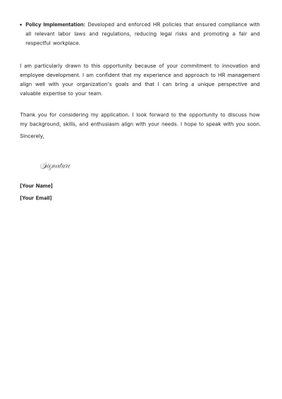 Free HR Director Cover Letter to Edit Online
