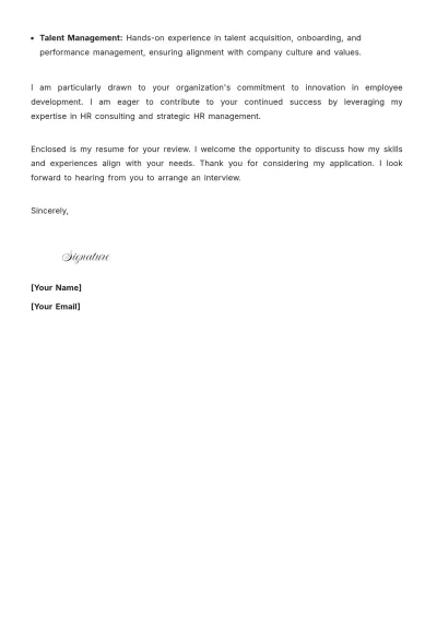 Free HR Consultant Cover Letter to Edit Online