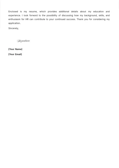 Free Junior HR Assistant Cover Letter to Edit Online