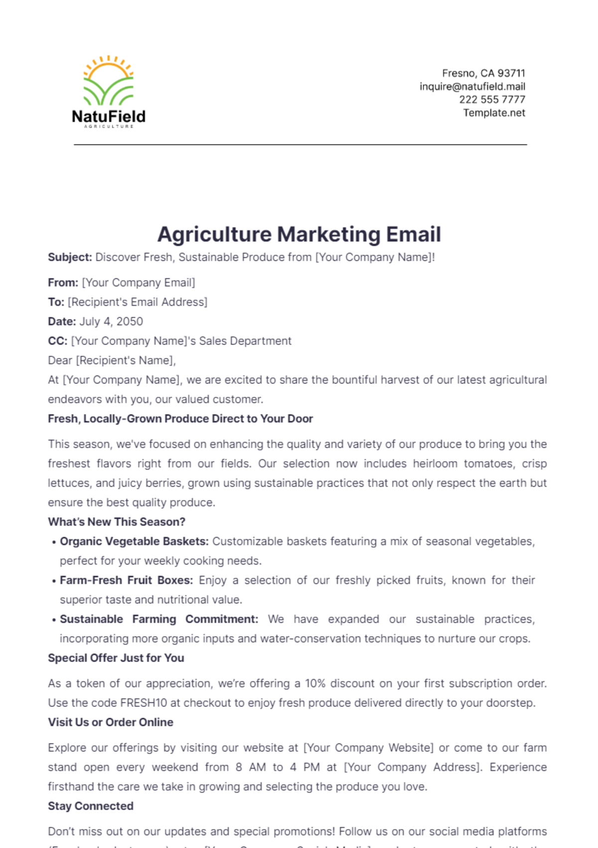 Agriculture Marketing Email Template