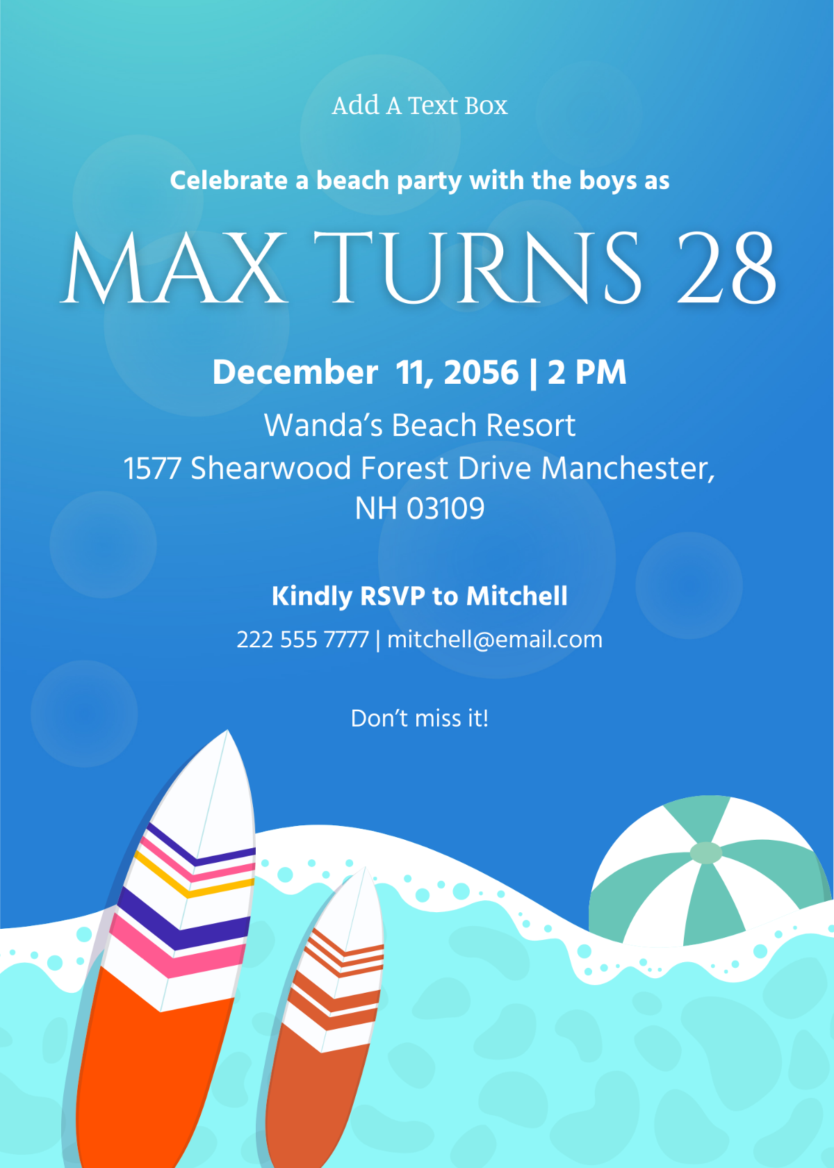 Boys Beach Birthday Invitation