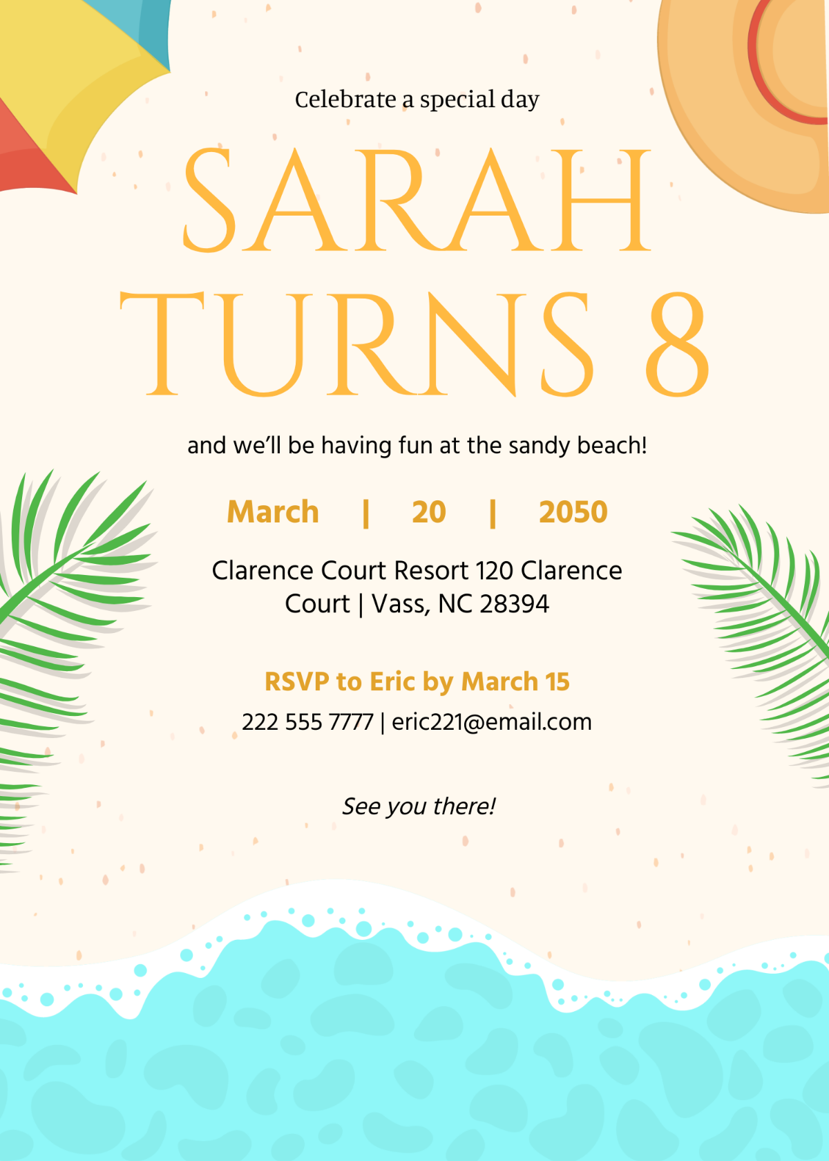 Sandy Beach Birthday Invitation