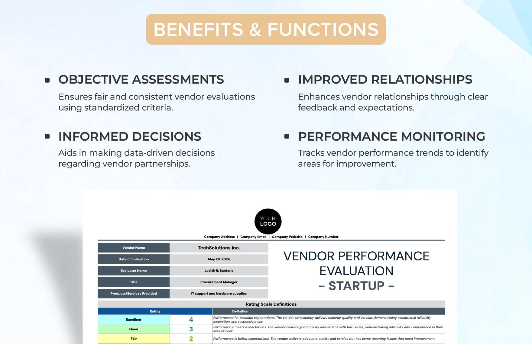 Startup Vendor Performance Evaluation Template