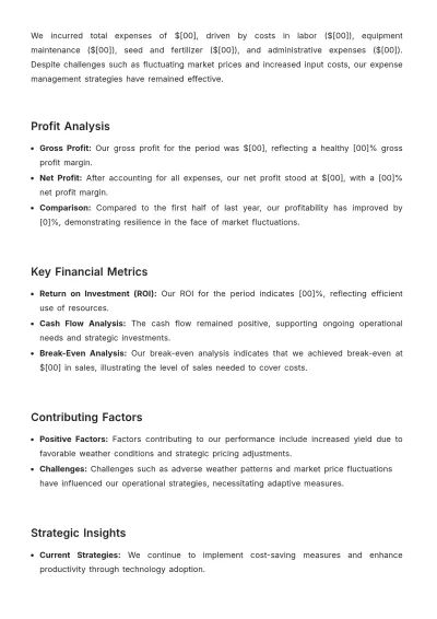 Free Agriculture Profit Memo Template to Edit Online