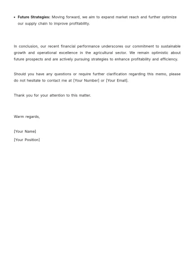Free Agriculture Profit Memo Template to Edit Online