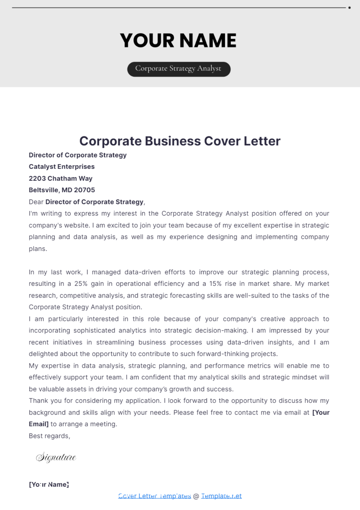 Corporate Business Cover Letter - Edit Online & Download