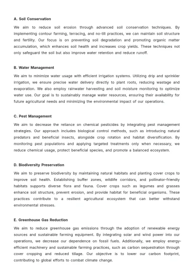 Free Agriculture Environmental Stewardship Plan Template to Edit Online