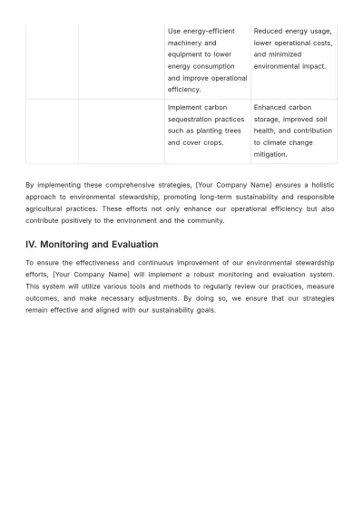 Free Agriculture Environmental Stewardship Plan Template to Edit Online
