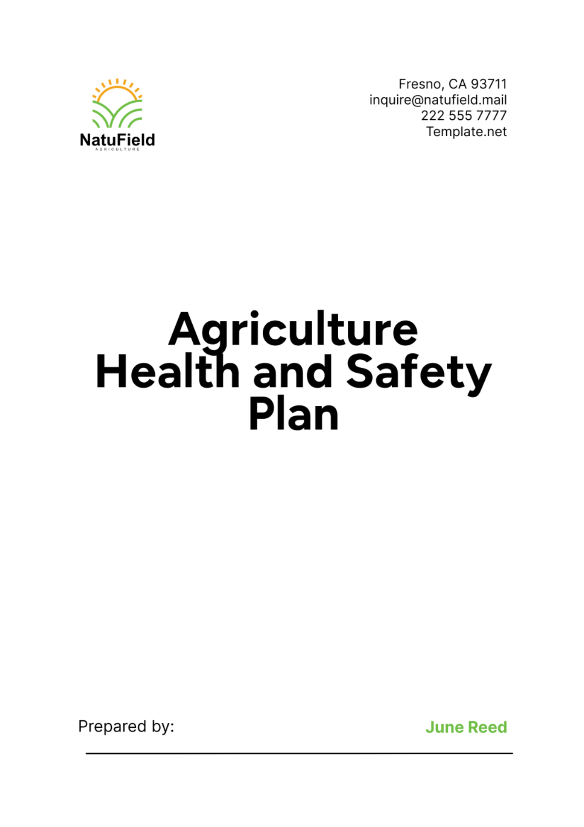 Agriculture Health and Safety Plan Template - Edit Online & Download