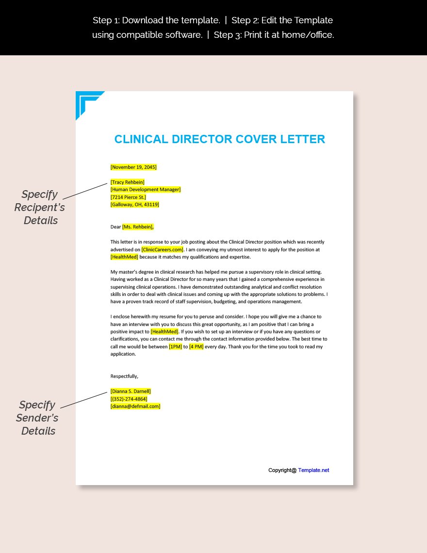 Clinical Director Cover Letter Template