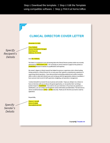 Free Clinical Director Cover Letter Template - Google Docs, Word ...