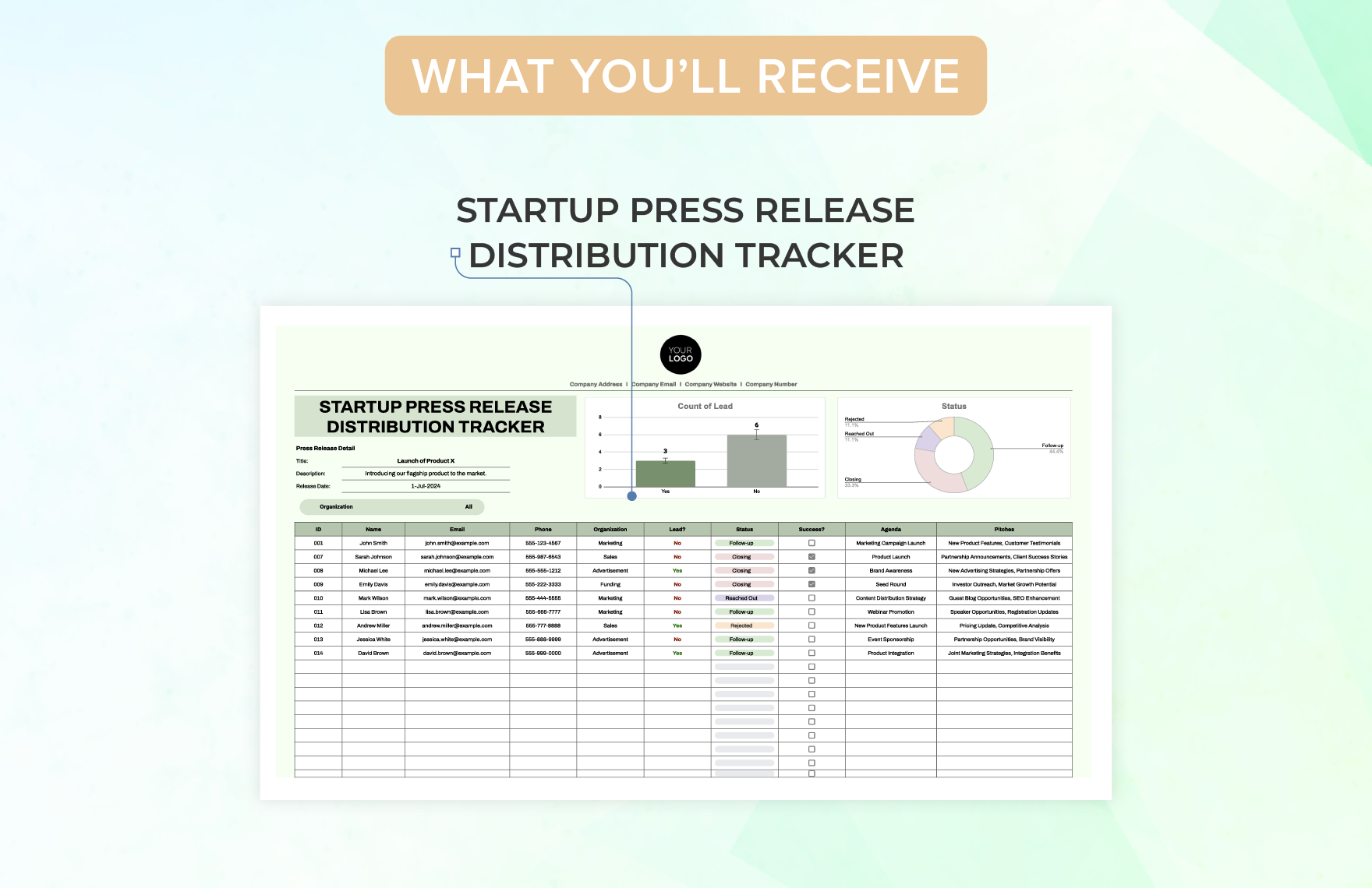 Startup Press Release Distribution Tracker Template