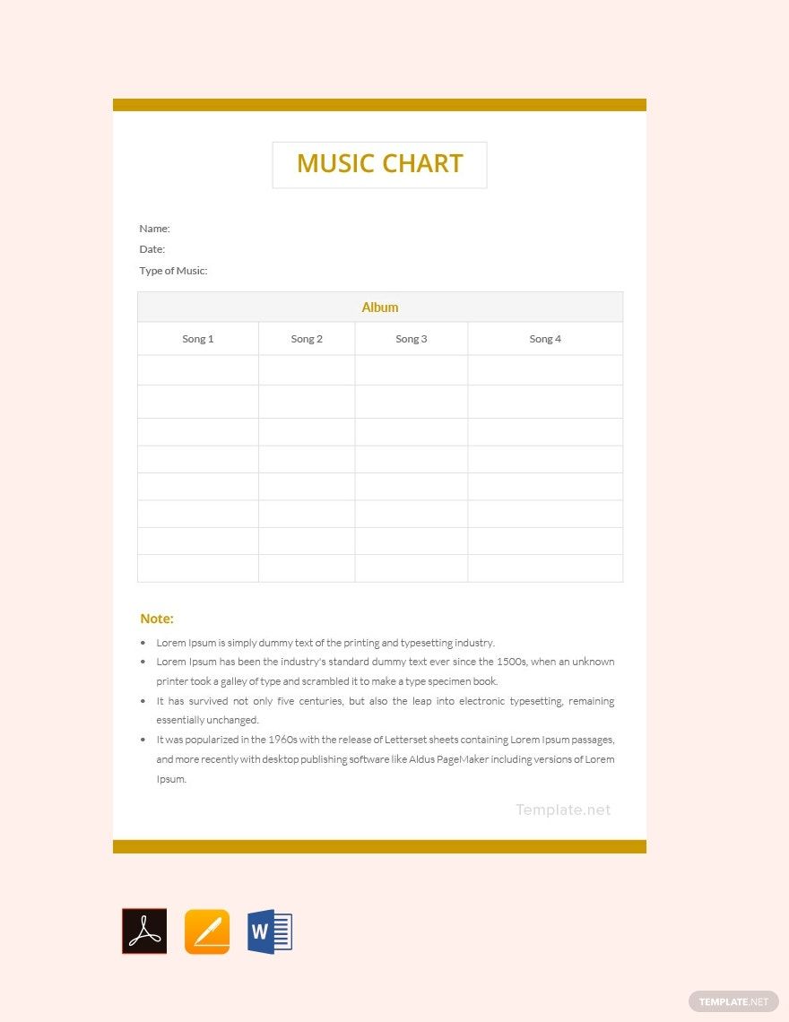 Music Chart Template in Word, Google Docs, PDF, Apple Pages