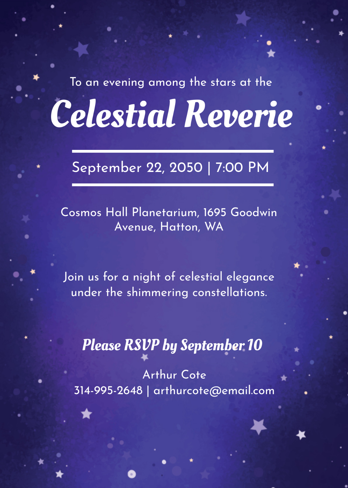 Elegant Space Themed Invitation