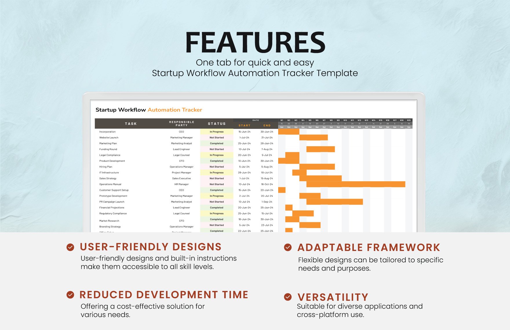 Startup Workflow Automation Tracker Template