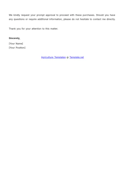 Free Agriculture Equipment Purchase Memo Template to Edit Online