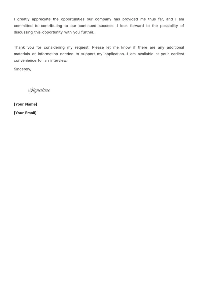 Free Promotion Request Cover Letter For Internal Position to Edit Online