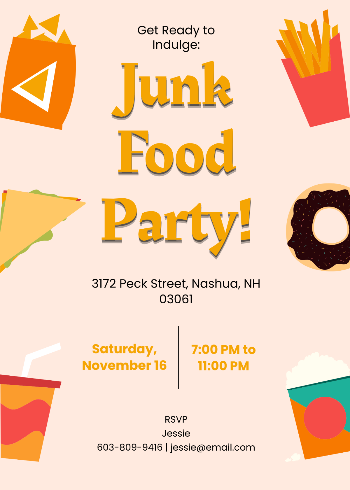 Junk Food Party Invitation