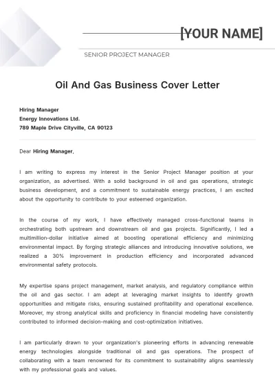 Free Oil And Gas Business Cover Letter to Edit Online