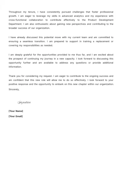 Free Team Transfer Cover Letter For Internal Position to Edit Online