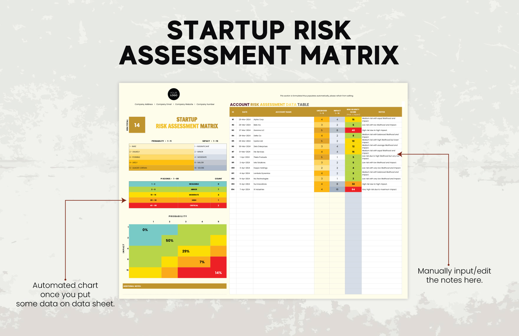 Startup Risk Assessment Matrix Template
