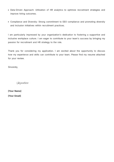 Free HR Recruiter Cover Letter to Edit Online