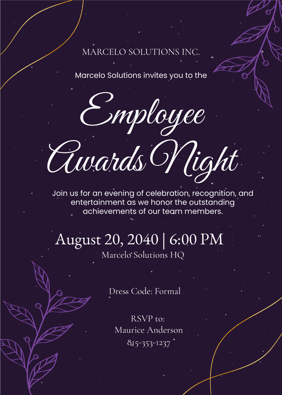 Violet Bordered Awards Night Invitation