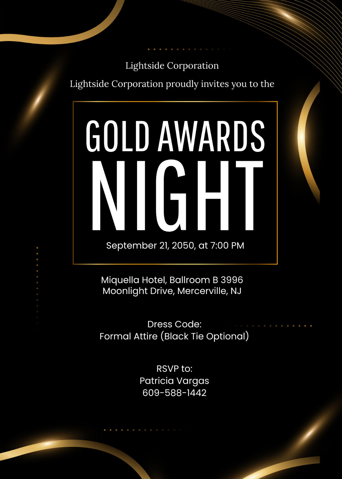 Gold Awards Night Invitation