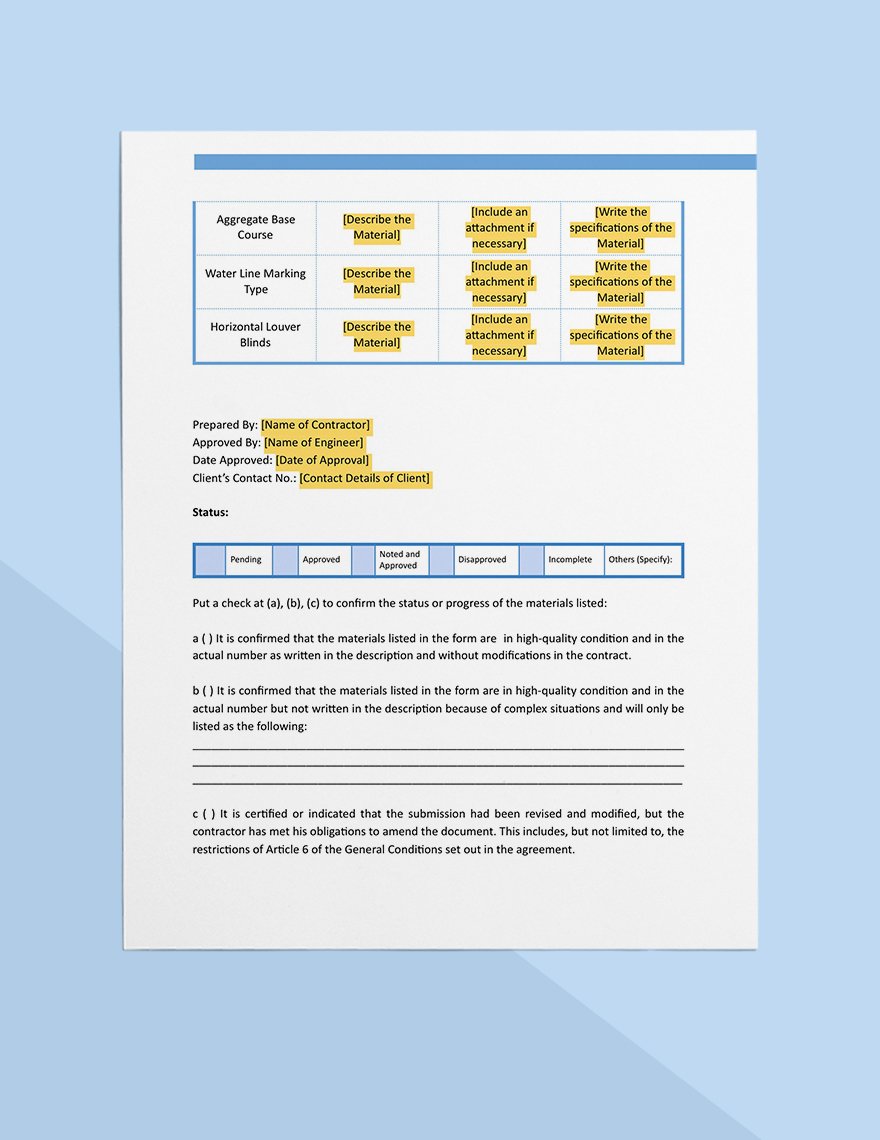 Submittal Form Template