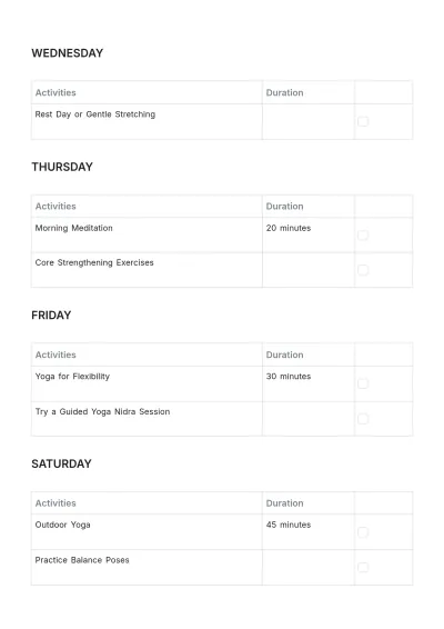 Free Yoga Weekly To Do List Template to Edit Online